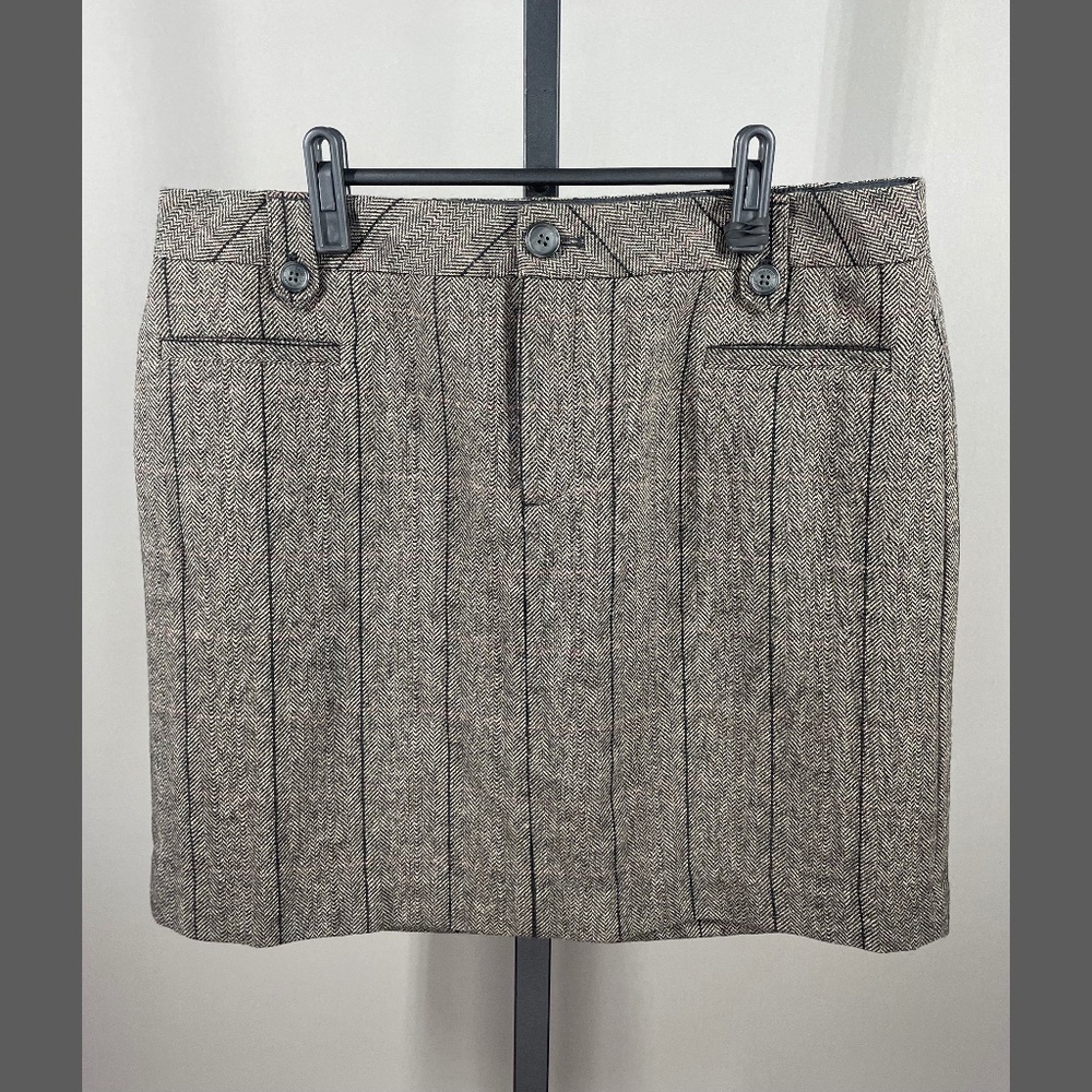 NEW Eddie Bauer Skirt Womens 12 petite brown black herringbone wool outdoor